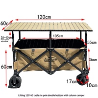 Chariot de camping pliable d'extérieur, le plus vendu aux États-Unis, table mobile grand format à hauteur réglable pour le camping et la vente ambulante (OEM)