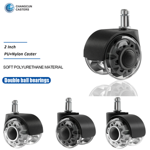 Rolamentos de esferas 50mm Transparente Twin Wheel 2 Inch Castor Wheels para Móveis Roller <span class=keywords><strong>Caster</strong></span> Cadeira Castor com Hubcup - Product Image 3