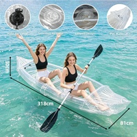 Bateau gonflable en PEHD pour 2 personnes, kayak pliable, bateau de pêche, radeau d'assaut épaissi, annexe transparente en caoutchouc pour activités aquatiques en extérieur