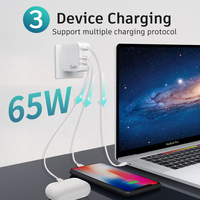 2021 GaN Technology 65W Charge rapide Multi-Port Voyage 100 watts chargeur PD Type C Chargeur pour ordinateur portable Mobile