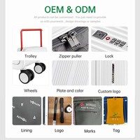 Valise de voyage d'affaires de luxe de haute qualité, élégante et durable en PC, personnalisable avec logo/image, chariot en aluminium, serrure TSA, roulettes multidirectionnelles
