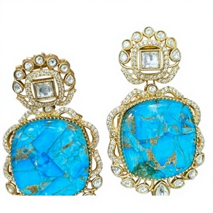 Pendientes de moissanita con estilo de excelente calidad con piedras de uso tradicional, busca la colección de ropa de boda para fiesta para mujer - Product Image 2