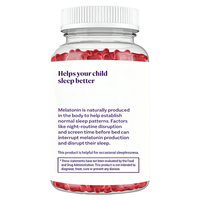 Complément alimentaire en gommes à la saveur naturelle de framboise, 1 mg de mélatonine, pour un sommeil profond, marque privée OEM en gros, pour enfants, pour s'endormir plus rapidement
