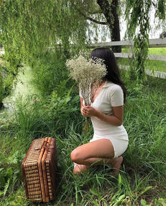 Vestido de Punto con Cuello en V y Abertura Lateral, Estilo Europeo y Americano, Nuevo Vestido de Verano para <span class=keywords><strong>Mujer</strong></span>, Falda Ajustada a la Cadera - Product Image 5