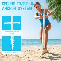 Parasol de plage commercial personnalisé avec logo, 8 pieds, robuste, résistant au vent, inclinable, pour la famille, avec vis de fixation