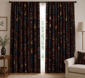 Cultural African Tribal Inspired <b>Curtain</b> Velvet Or Blackout Art Nouveau Window Panel Luxury Printed Drapes <b>for</b> Living Room - Product Image 4