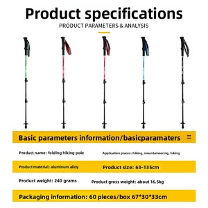 Bastón de Senderismo de Aleación de Aluminio 7075 con Bloqueo Externo, Ultraligero, <span class=keywords><strong>Mango</strong></span> Recto, para Caminatas y Campamentos al Aire Libre - Product Image 2