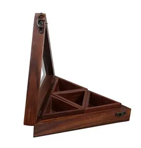 Cibo sicuro in legno portaspezie scatola scatola artigianale quadrato triangolo deposito di sale con coperchio
