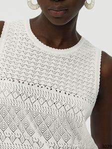 Ensemble deux pièces en dentelle <span class=keywords><strong>blanche</strong></span> ajourée, haut court <span class=keywords><strong>sans</strong></span> manches et pantalon large, motif vintage, ensemble décontracté pour femmes - Product Image 2