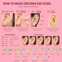 Boucles d'oreilles tendance en acier inoxydable avec micro-pavé de zirconiums, fermoir à vis, design personnalisé pour les détaillants de bijoux