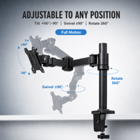 Bras de moniteur simple à réglage ergonomique et mouvement complet, avec fixation à pince en C et base à œillet, pour écrans de 17 à 32 pouces – Meilleure vente