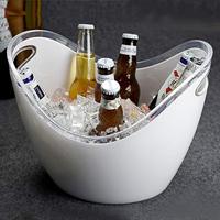 Seau à glace en plastique personnalisé pour les fêtes - Transparent avec poignées faciles à transporter, design long et étroit, style classique