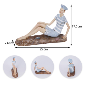 Redeco Elegant Oceaanstijl Vakantiepaar Hars Desktop Ornamenten Zeeman Sculptuur Nautisch Zeeman Beeldje Home Decor - Product Image 6