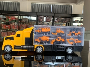 FiveS tar Alloy Yellow <span class=keywords><strong>Big</strong></span> Kunststoff anhänger Transport Container Engineering Fahrzeug Schiebe wagen Druckguss Spielzeug Set für Kinder - Product Image 6