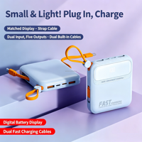 Nouvelle mini batterie externe électronique 10000 mAh, mince et portable, avec câble USB-C, Powerbanks 10000 mAh