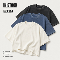 Kaos Vintage ETAI Custom Sublimasi Print 100% Katun Polos Pria Cropped Fit Boxy Custom Heavy Waffle T-shirt Grosir