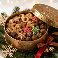 Boîte en métal personnalisée avec logo, boîte d'emballage ronde, vente en gros, boîtes décoratives pour biscuits avec couvercle, pour cadeaux de fête, contenants pour cadeaux