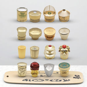 High-End Mozaïek Zamac Parfum Fles Dop, Blauw & Goud Esthetiek, Aangepaste Logo Optie, Premium Arabische Geur Topper - Product Image 2