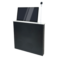 Système multimédia sans papier avec écran rétractable ultra-fin de 15,6 pouces et microphone intégré pour pupitre, podium ou table