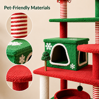 Arbre à chat de Noël personnalisé OEM ODM 160 cm, griffoir en peluche, tour à chat multi-niveaux, maisonnette pour 2 ou 3 chats