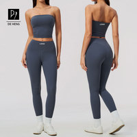 Nouvel Arrivage Ensemble de Sport 2 Pièces pour Femme : Débardeur de Sport Élastique Sans Bretelles et Legging de Gym Taille Haute Effet Push-Up