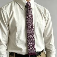 Cravate en tricot pour homme de haute qualité à motif flocon de neige nordique, cravate fine à extrémités carrées pour un look décontracté ou professionnel