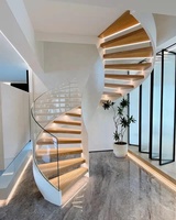 CBMMart escalier intérieur moderne en verre trempé forme ronde escalier circulaire design escalier en colimaçon escalier en verre incurvé