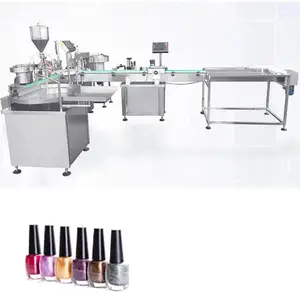 Línea de producción de relleno de pegamento automático Máquina de tapado de relleno de esmalte de gel de pintura de uñas líquida cosmética para pequeñas empresas