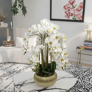 Fleurs artificielles avec pot, grandes orchidées, panneau de plantes artificielles, fleurs d'orchidées en soie PEVA - Product Image 6