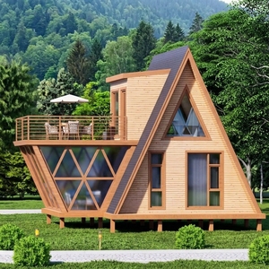 บ้านไม้สำเร็จรูปทรงสามเหลี่ยมสองชั้นแบบ A-Frame สไตล์โมเดิร์น เคลื่อนย้ายได้ เหมาะสำหรับ B&B ในป่าและรีสอร์ทแกลมปิ้ง - Product Image 1