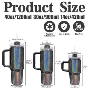 Tazas de Café y Botellas de Agua H2.0 con Recubrimiento Negro Holográfico Brillante para Niños y Adultos, de 14oz, 30oz y 40oz - Product Image 3