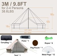 Tente yourte mongole de luxe 4 saisons en toile de coton imperméable avec poêle à bois portable élégante pour le camping 118 X 118 X79