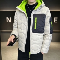 Veste matelassée pour homme avec col en sherpa, motif monogramme, manteau chaud d'hiver, fermeture éclair, streetwear décontracté, vêtements d'extérieur