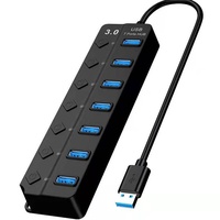 Hub USB 3.0 à 7 ports, adaptateur USB, hub USB 5 Gbps avec interrupteur pour ordinateur portable, souris, clavier, imprimante, clé USB, disque dur mobile