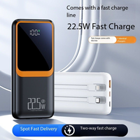 Batterie externe haute capacité 30000mAh avec câbles, charge rapide PD 22.5W, écran LED, station d'alimentation portable USB