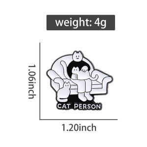 Lucu kucing kartun Enamel pin hitam kucing payung anak kucing bros komputer kerah lencana ransel hadiah perhiasan grosir - Product Image 6