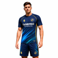 Ensemble de maillot de football pour hommes, dégradé cyan marine foncé, uniforme de football sublimé, manches courtes, kit d'entraînement d'équipe
