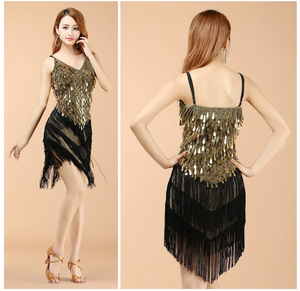 Rose Madder Sequin Fringe Dance Dress Sparkling Tassel Sleeveless Latin <span class=keywords><strong>Salsa</strong></span> Performance Dancewear Dancer Outfits pour femmes - Product Image 6