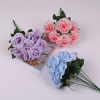 Fleur Artificielle, Bouquet de 9 Têtes, Rose Diamant, Décoration pour la Maison, le Salon, les Mariages, la Table Basse et le Bureau