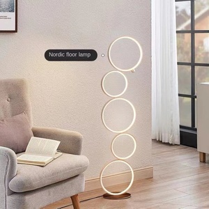 การตกแต่งภายในแบบนอร์ดิกที่ทันสมัยโคมไฟตั้งพื้นสีฟ้าแหวนสวิทช์สัมผัส LED โคมไฟตั้งพื้นสำหรับห้องนั่งเล่นฐาน E27 - Product Image 3