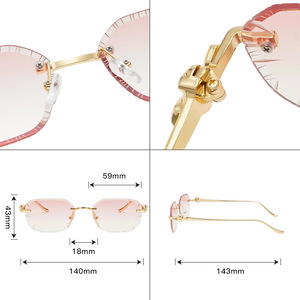 Gafas de Sol Premium con Protección UV400, Sin Montura, Corte Diamante, Adorno de Cabeza de Leopardo, Material de Lujo, para Conducir, Viajar y Salidas - Product Image 4