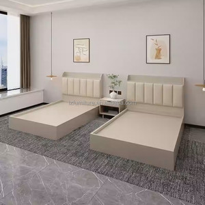 3 Star Hotel Bedroom Furniture Set Customize Single Double <b>Queen</b> King <b>Size</b> Wooden <b>Bed</b> With Upholstered Headboard And Nightstands - Product Image 4