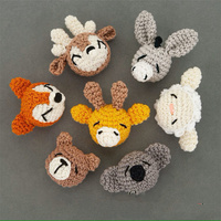 Chaîne de sucette pour bébé en crochet en gros, perles animales faites à la main, mini-boules animales en crochet, perles animales en bois personnalisées au crochet