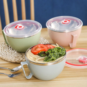 Bol à soupe et nouilles en acier inoxydable 304 Syh696 avec couvercle pour ramen, fruits, riz, salade et emballage alimentaire – Vente en gros - Product Image 3