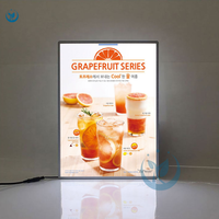 Slim A1 A2 A3 A4 Marco retroiluminado Póster de película Montado en la pared Publicidad personalizada Cajas de luz LED de vidrio ultrafino Marco de menú