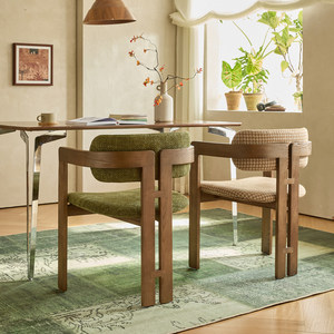 Sedia da Pranzo in Legno Massello, Struttura in Noce, Seduta in Paglia, Cuscino in Velluto, Design Moderno di Lusso Nordico per Casa, Hotel, Ristorante - Product Image 4