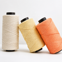 Fil creux en coton recyclé de 2 mm, tressé rond, pour tricot et crochet, kit de bricolage pour chapeaux et sacs, 150g