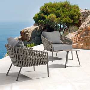 Ensemble de table et chaises de jardin en corde tressée de haute qualité pour l'extérieur, mobilier de patio, ensemble de chaises et table en corde - Product Image 2