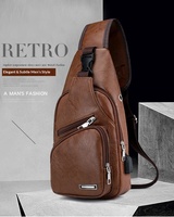 Nouveau Sac de Poitrine Homme 2026 avec Port USB, Sac Bandoulière Croisé en PU, Fermeture Éclair, Design Simple, Polyvalent et Élégant