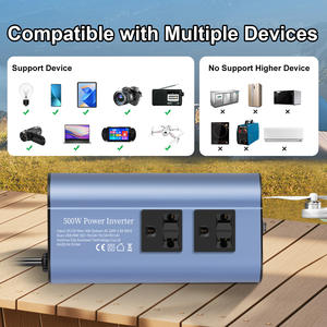 เครื่องแปลงไฟรถยนต์มาตรฐานยุโรป แปลงไฟ 12V เป็น 220V คลื่นไซน์ 300/500W ตัวเครื่องโลหะ พร้อมการรับประกัน 1 ปี - Product Image 4